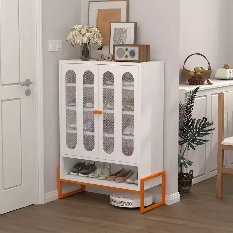 Range-chaussures, meuble à chaussures avec 2 portes en maille double face et séparateurs mobiles à double couche, armoire pour salon, couloir