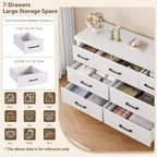 Commode en bois à 7 tiroirs pour chambre à coucher, meuble de rangement avec poignées en métal, organisateur pour salon, placard, entrée, chambre d'enfant, élégante et fonctionnelle