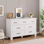 Commode en bois à 7 tiroirs pour chambre à coucher, meuble de rangement avec poignées en métal, organisateur pour salon, placard, entrée, chambre d'enfant, élégante et fonctionnelle