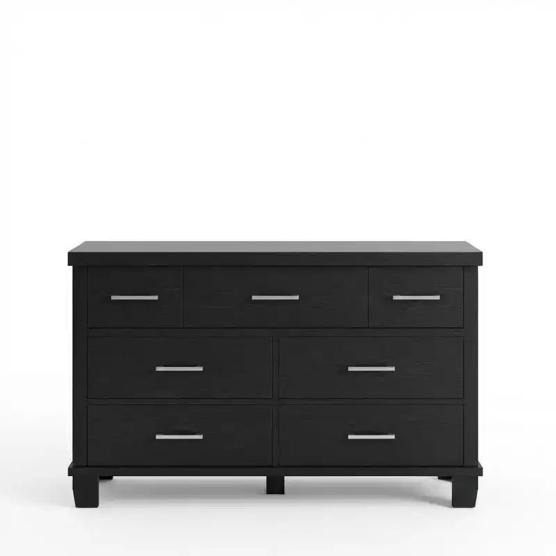 Commode en bois à 7 tiroirs pour chambre à coucher, meuble de rangement avec poignées en métal, organisateur pour salon, placard, entrée, chambre d'enfant, élégante et fonctionnelle
