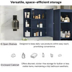Armoire à pharmacie de salle de bain murale en bois moderne avec miroir et étagères ouvertes