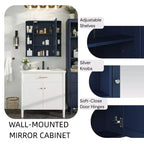 Armoire à pharmacie de salle de bain murale en bois moderne avec miroir et étagères ouvertes