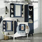 Armoire à pharmacie de salle de bain murale en bois moderne avec miroir et étagères ouvertes