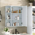 Armoire à pharmacie de salle de bain murale en bois moderne avec miroir et étagères ouvertes