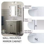 Armoire à pharmacie de salle de bain murale en bois moderne avec miroir et étagères ouvertes