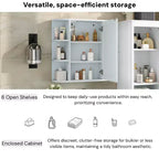 Armoire à pharmacie de salle de bain murale en bois moderne avec miroir et étagères ouvertes