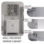 Armoire à pharmacie de salle de bain murale en bois moderne avec miroir et étagères ouvertes