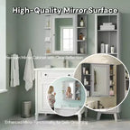 Armoire à pharmacie de salle de bain murale en bois moderne avec miroir et étagères ouvertes