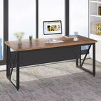 Bureau informatique de 63 pouces, table d'écriture moderne pour bureau à domicile ou poste de travail, finition noyer foncé, pieds en acier