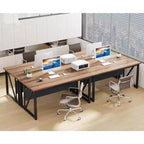 Bureau informatique de 63 pouces, table d'écriture moderne pour bureau à domicile ou poste de travail, finition noyer foncé, pieds en acier