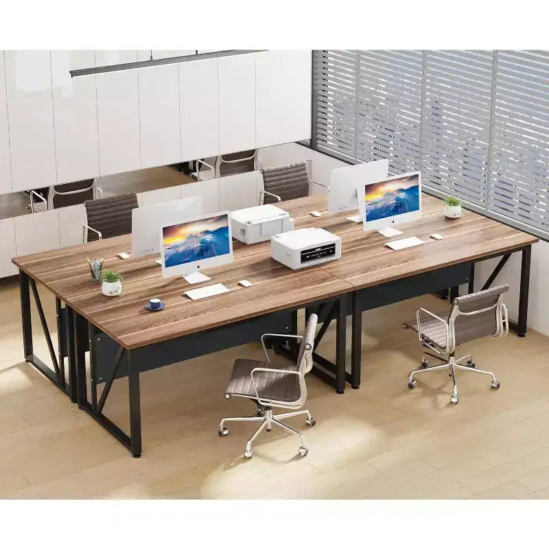 Bureau informatique de 63 pouces, table d'écriture moderne pour bureau à domicile ou poste de travail, finition noyer foncé, pieds en acier