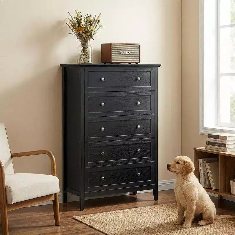 Karl Home 31.5 Inch Frame Construction Double Handle 5 Drawer Chest