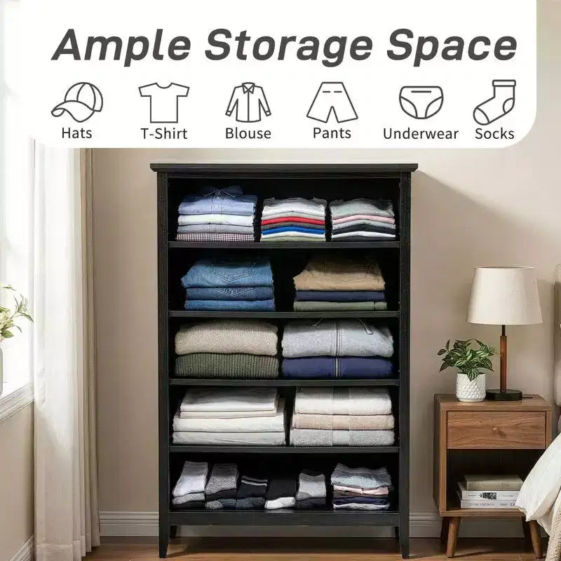 Commode à 5 tiroirs de 31,5 pouces avec double poignée et structure