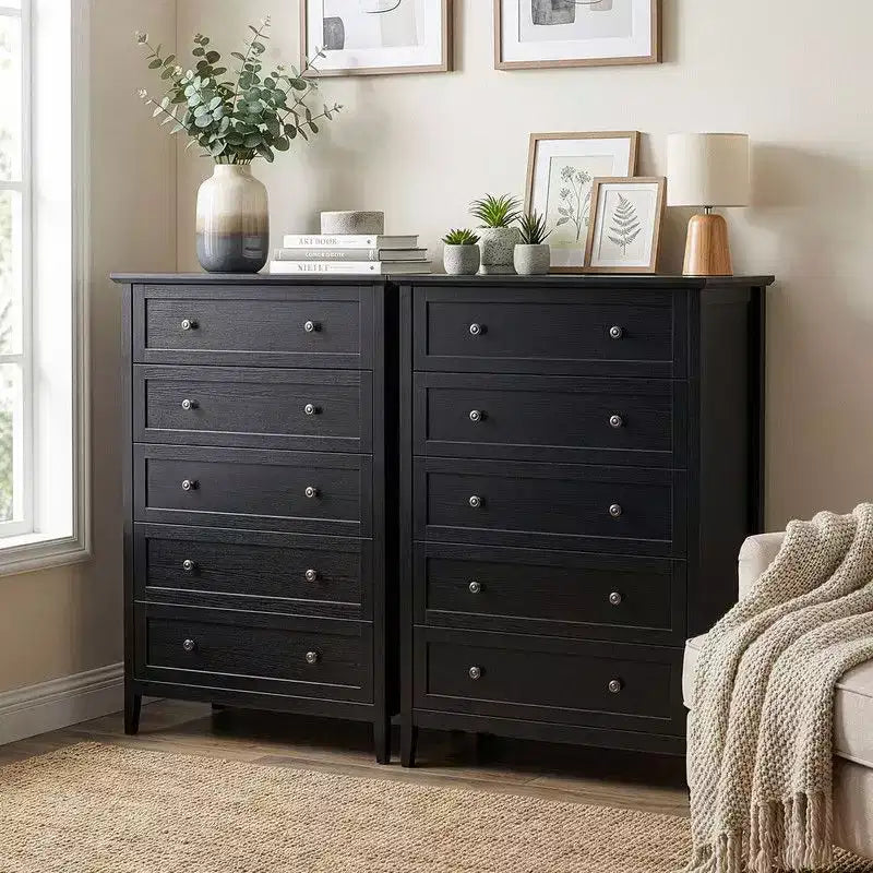 Commode à 5 tiroirs de 31,5 pouces avec double poignée et structure