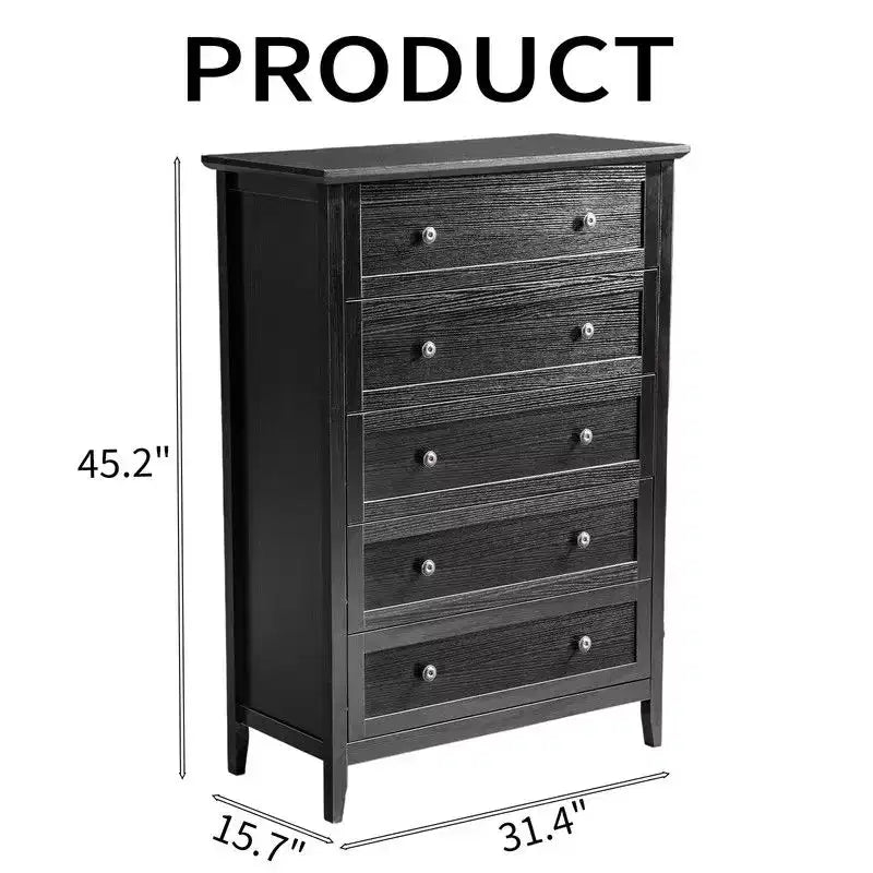 Commode à 5 tiroirs de 31,5 pouces avec double poignée et structure