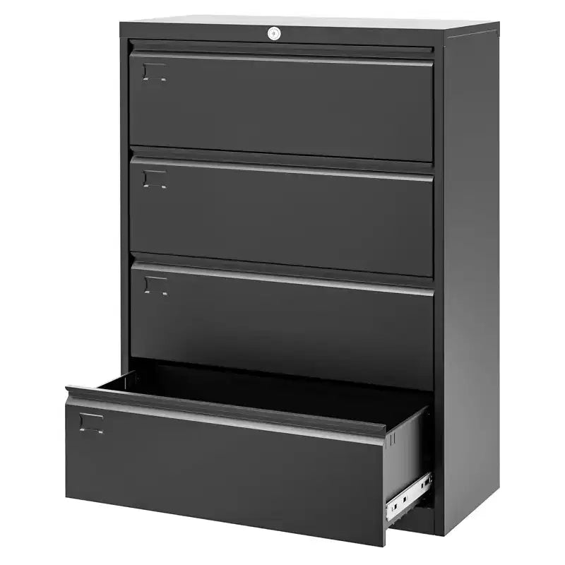 Locking 4-Drawer Steel Lateral File Cabinet for Letter/Legal/A4, Wide Office Storage Organizer