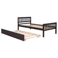 Sailvan Twin Bed with Trundle, Solid Wood Platform Bed Frame with Headboard, No Box Spring Needed