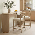 Christopher Knight Home Daniel 3 Piece Farmhouse Rubberwood Upholstered Counter Height Dining Chairs with Fluted Table