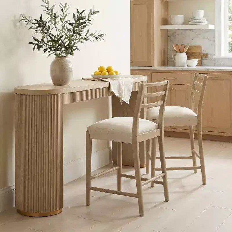 Christopher Knight Home Daniel 3 Piece Farmhouse Rubberwood Upholstered Counter Height Dining Chairs with Fluted Table