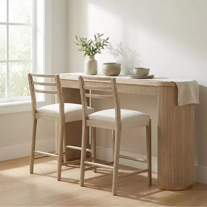 Christopher Knight Home Daniel, ensemble de 3 chaises de salle à manger de hauteur comptoir rembourrées en bois d'hévéa de style campagnard, avec table cannelée