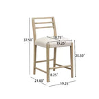 ensemble de 3 chaises de salle à manger de hauteur comptoir rembourrées en bois d'hévéa de style campagnard, avec table cannelée