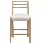 ensemble de 3 chaises de salle à manger de hauteur comptoir rembourrées en bois d'hévéa de style campagnard, avec table cannelée