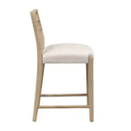 ensemble de 3 chaises de salle à manger de hauteur comptoir rembourrées en bois d'hévéa de style campagnard, avec table cannelée