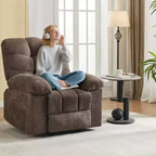 Fauteuil inclinable à bascule large avec massage et chauffage pour adultes, canapé-lit ergonomique en tissu respirant surdimensionné avec 2 poches latérales, salon