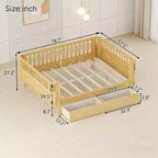 Lit plateforme pleine grandeur en bois pour enfants, lit double bas en bois avec barrières pour filles et garçons, naturel