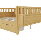Lit plateforme pleine grandeur en bois pour enfants, lit double bas en bois avec barrières pour filles et garçons, naturel