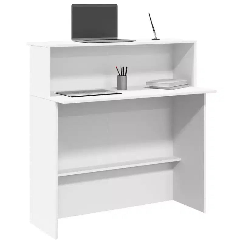 Bureau d'accueil standard en bois composite blanc