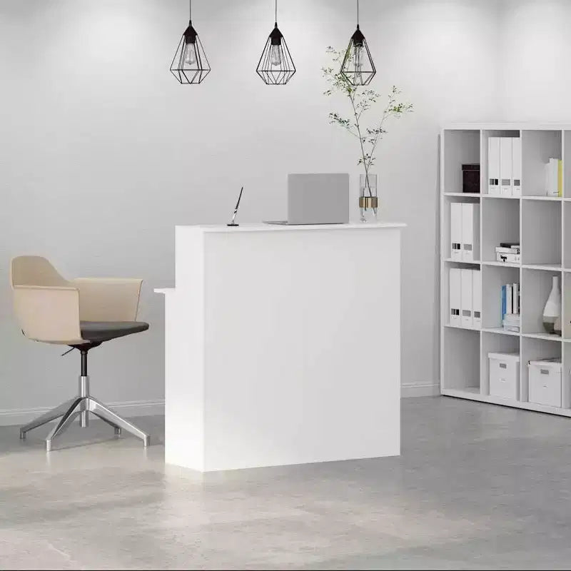 Bureau d'accueil standard en bois composite blanc