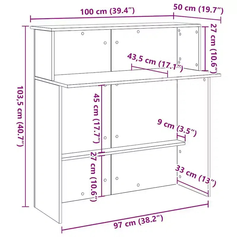 Bureau d'accueil standard en bois composite blanc