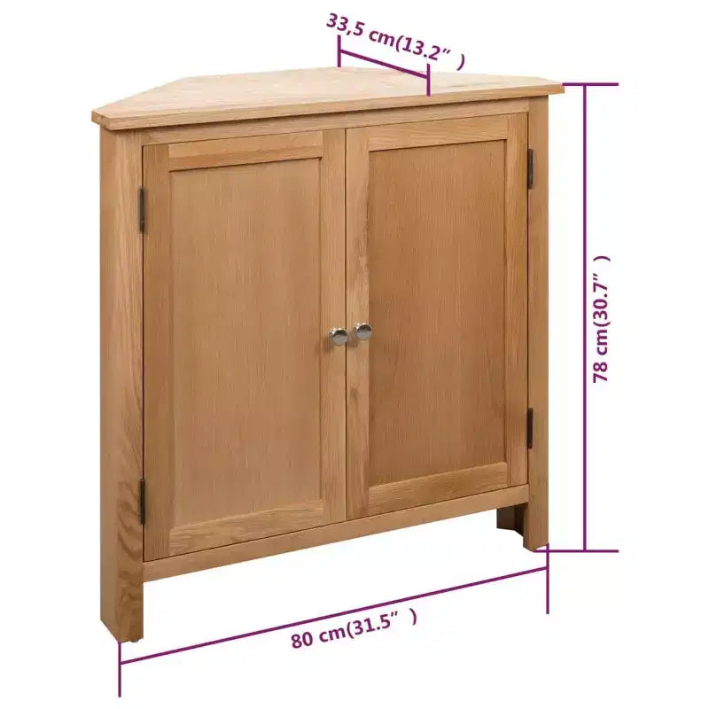Meuble d'angle Marron Chêne massif et MDF avec placage chêne
