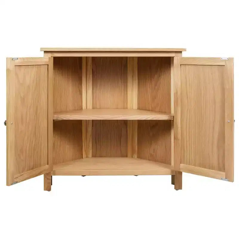 Meuble d'angle Marron Chêne massif et MDF avec placage chêne