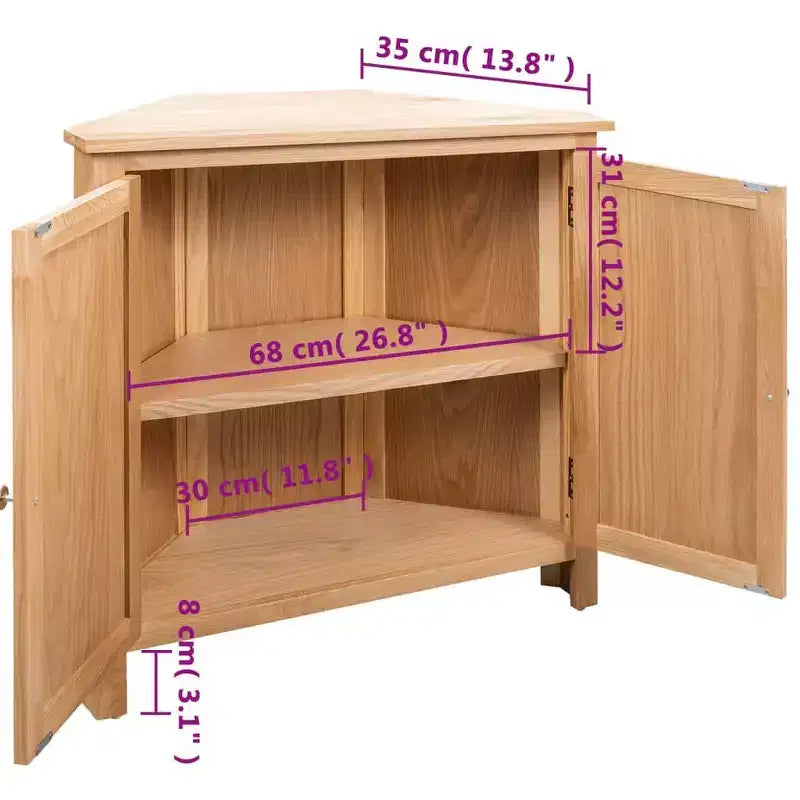 Meuble d'angle Marron Chêne massif et MDF avec placage chêne