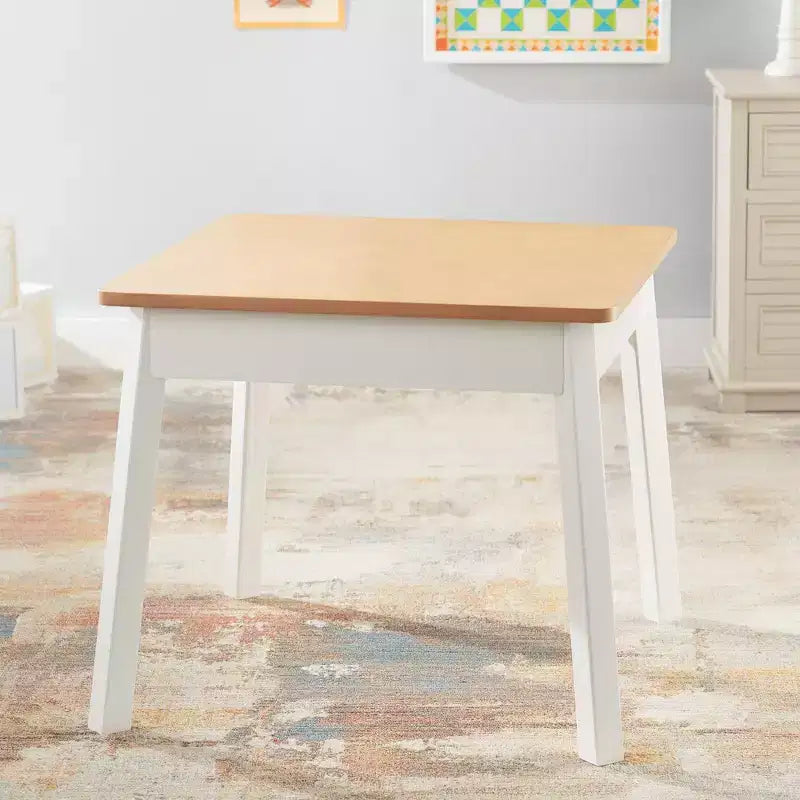 Table Carrée en Bois Melissa & Doug – Meuble pour Chambre d'Enfant (Naturel/Blanc)