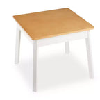 Table Carrée en Bois  – Meuble pour Chambre d'Enfant (Naturel/Blanc)