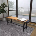 Banc industriel en métal et bois marron 