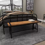 Banc industriel en métal et bois marron 