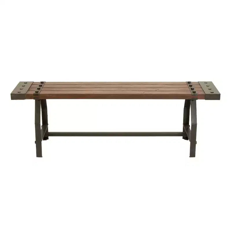 Banc industriel en métal et bois marron - Olivia & May