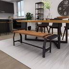 Banc industriel en métal et bois marron 