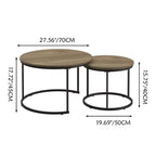 Lot de 2 tables basses gigognes rondes, tables d'appoint en marbre, noir/blanc/marron