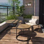 Lot de 2 tables basses gigognes rondes, tables d'appoint en marbre, noir/blanc/marron