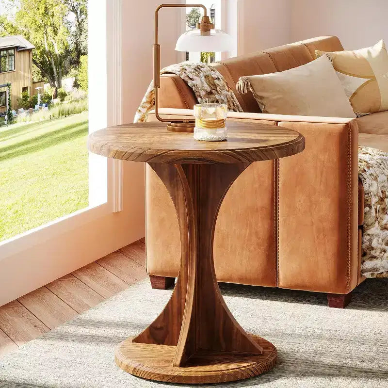 Table d'appoint ronde en bois pour salon