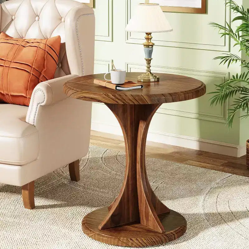 Table d'appoint ronde en bois pour salon