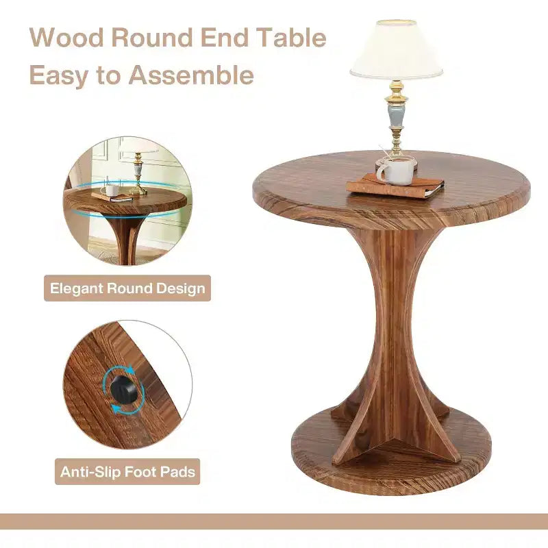 Table d'appoint ronde en bois pour salon